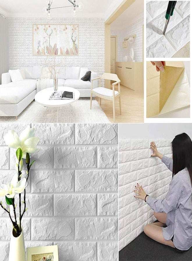 SOJITRA 3D Foam Wallpaper Wall Panels Brick Self-Adhesive Waterproof PE Foam, Ceiling Wallpaper for Bedroom Furniture, 57.5 Sq.Ft Peel and Stick 3D Brick - 70 x 70 cm - Image 4
